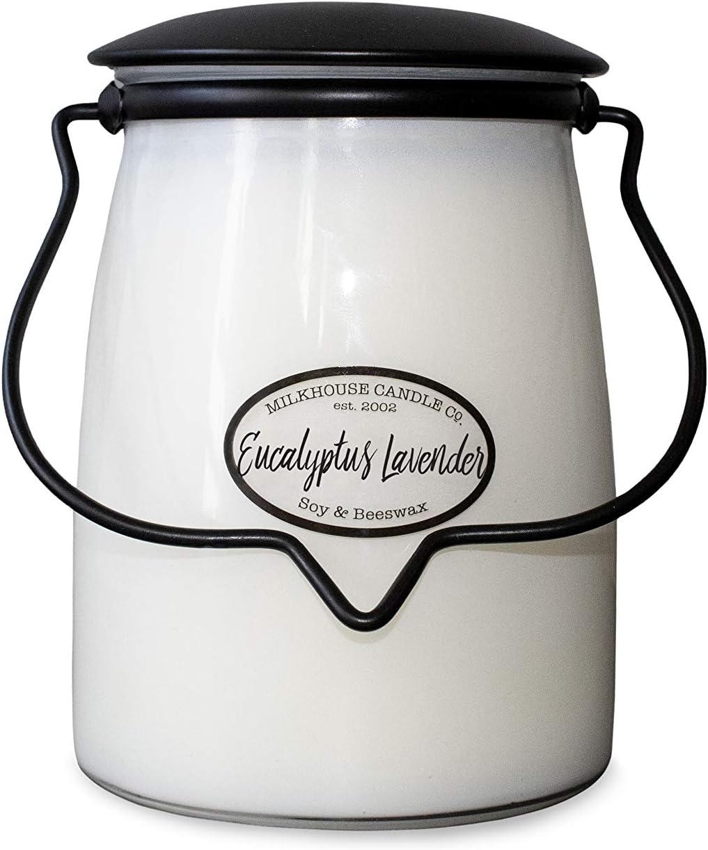 Milkhouse Candle Company - Eucalyptus Lavender - Creamery Collection - 22oz Single Cotton Wick Soy Candles with Beeswax - Long Burn Time, Made in The USA - Non Toxic, Premium Scented Candles