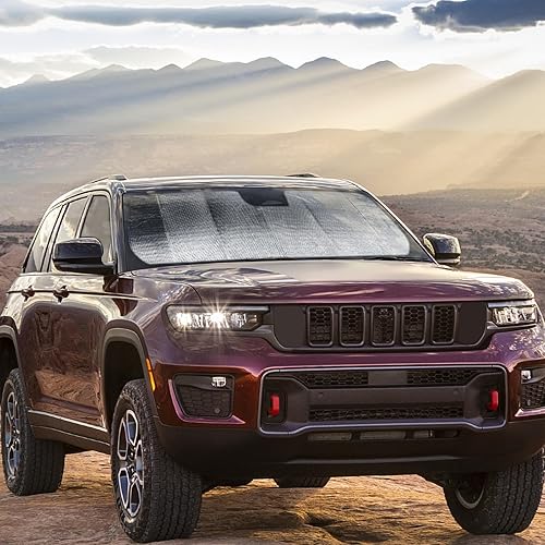 Miniatura 6 de Jimen Parasol para ventana Grand Cherokee, parasol delantero, protector térmico compatible con Jeep Grand Cherokee 2022-2023