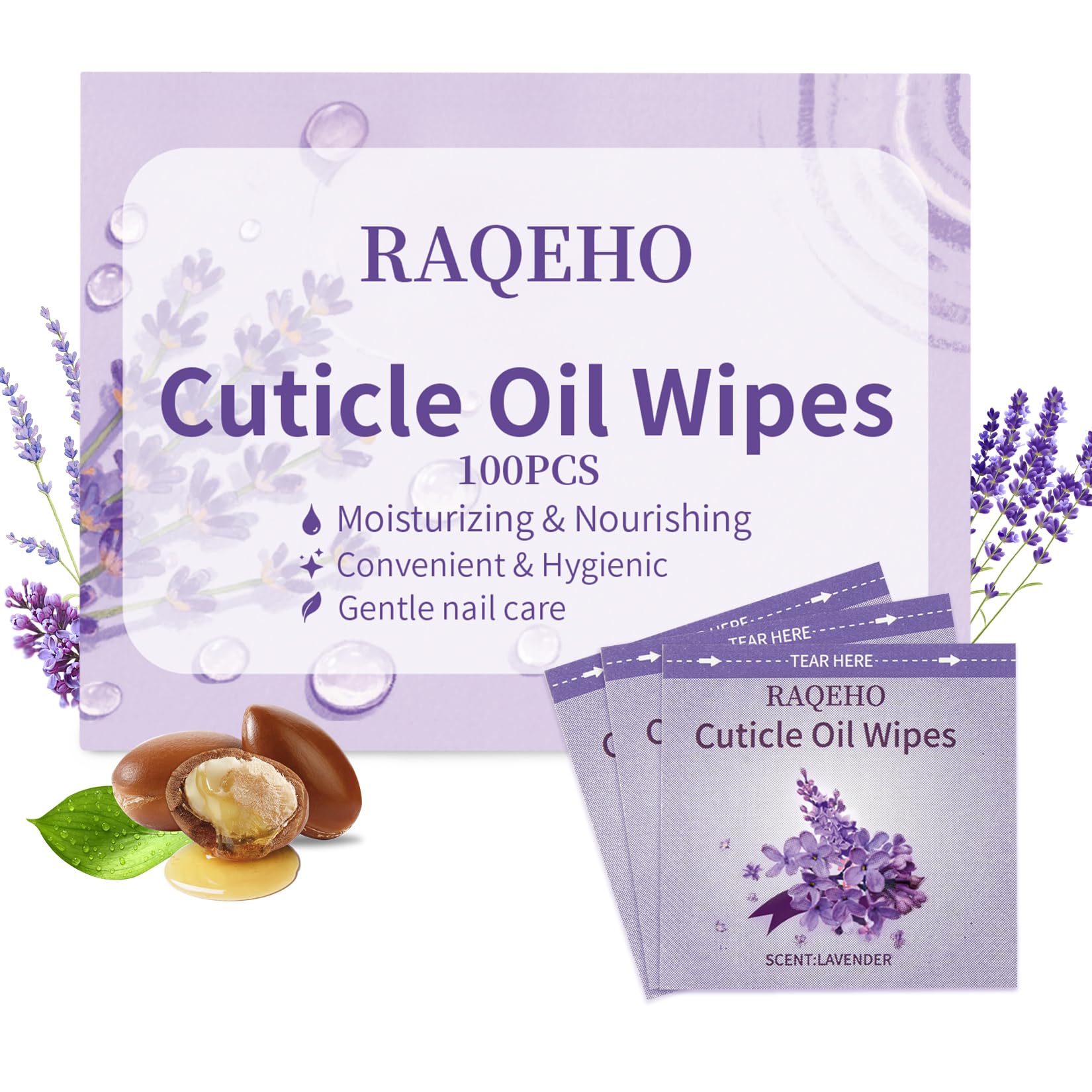 100pcs Cuticle Oil for Nails - Lavender Nails Oil Wipes Travel Size Cuticle Oil Aceite Para Cuticula for Weak, Dry, Damaged Nail, Hand Care Products, Technician Essentials, Sensitive Skin
