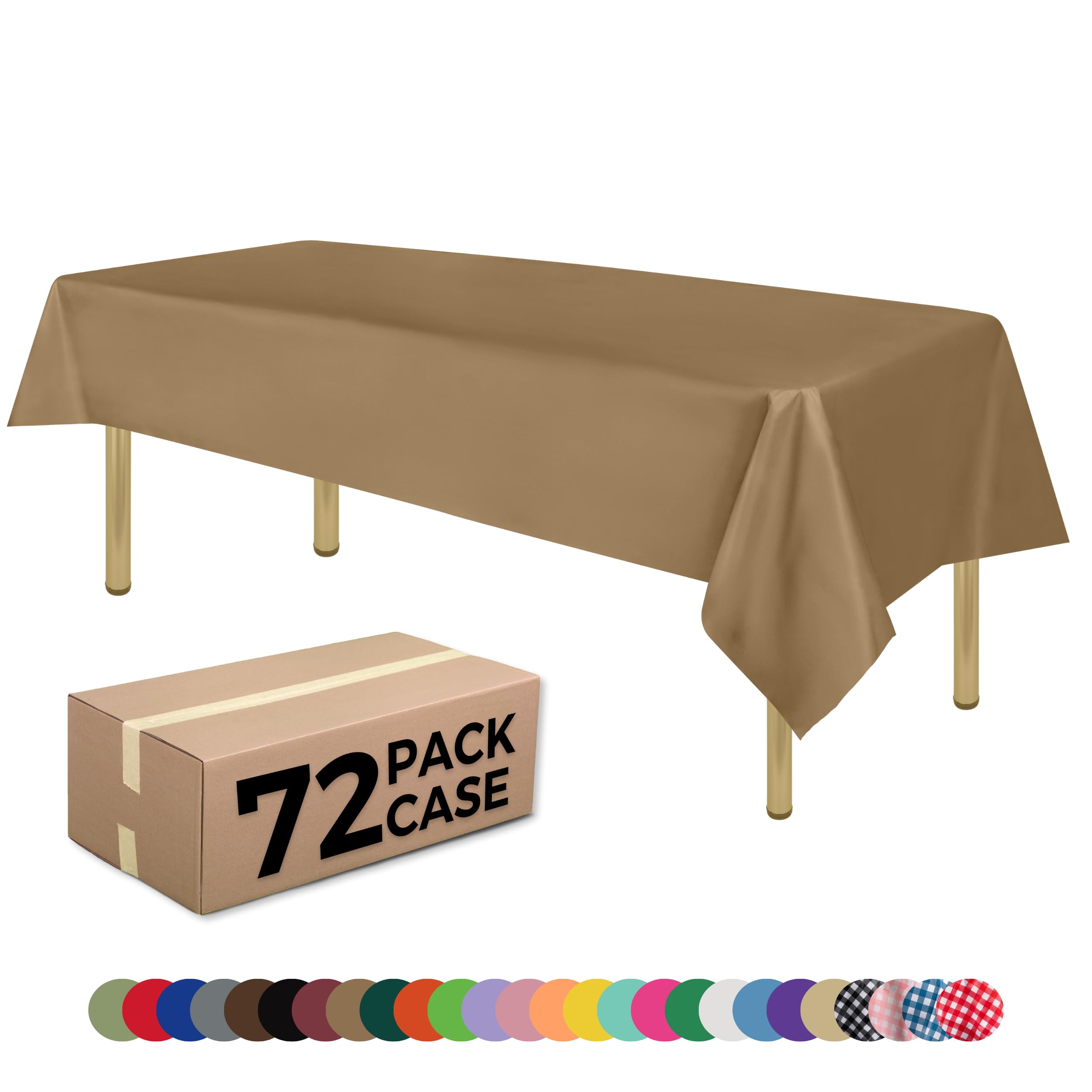 Gold Standard Disposable Plastic Party Tablecloth [Case of 72] 54 x 108” Rectangle Table Cover For Indoor & Outdoor Use By Zimpleware — image 1