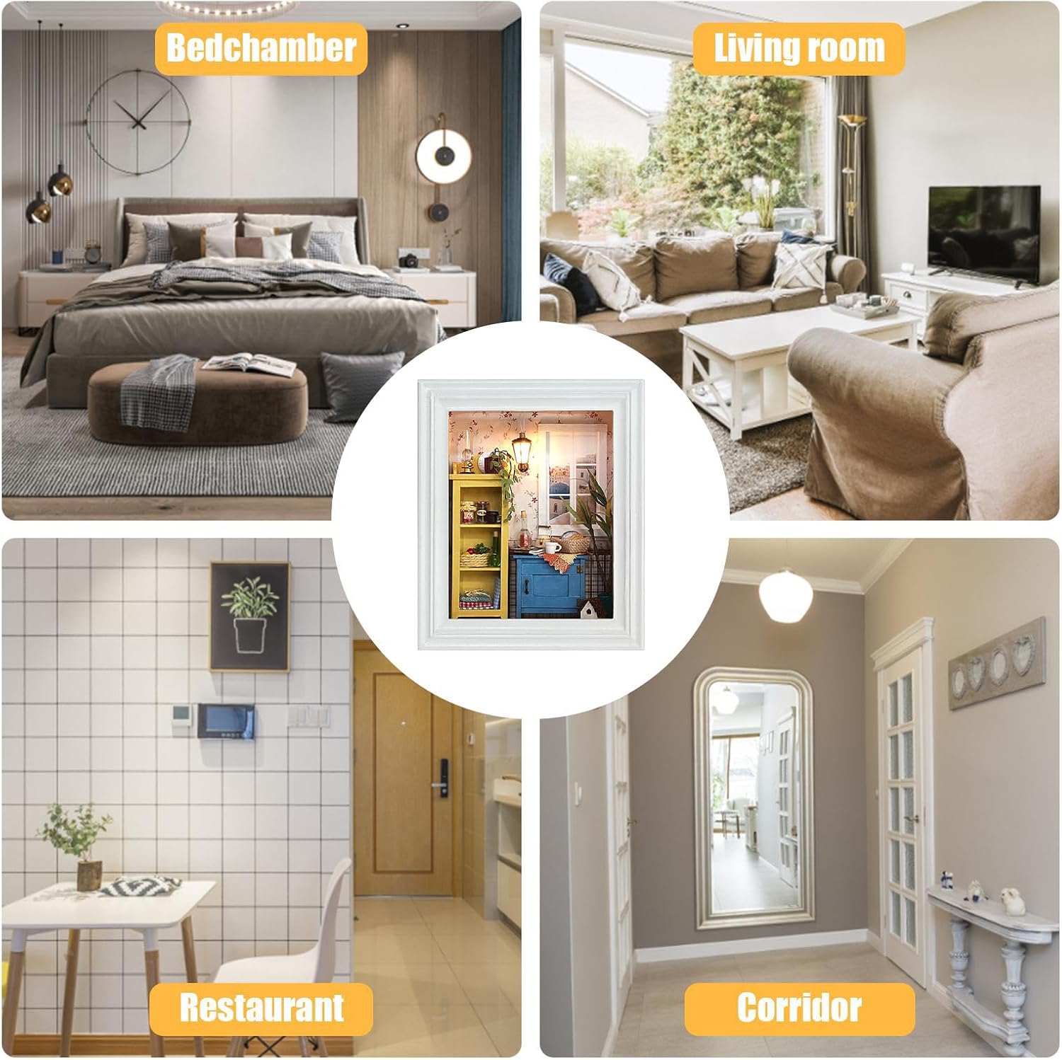 Photo Frame, Creative Photo Frame With Led Light, Wise House Frames, Sensory Miniature Decoration, Picture Frames for Wall Hang Desk Gallery Home Decor