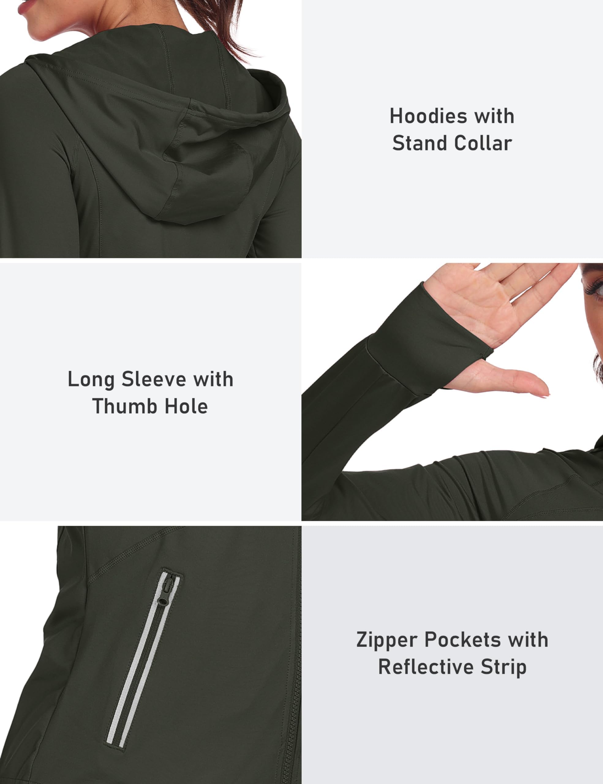 MoFiz Veste Sport Femme Veste Running Femme Polaire Chaude Veste Légère Sweat Zippé Capuche