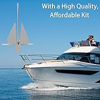 Vista 5 de ISURE MARINE Boat Fluke Style - Kit de anclaje de acero galvanizado de 13 libras, incluye ancla, cuerda, cadena y grilletes