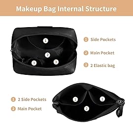 MAANGE Small Makeup Bag, 2 Style Cosmetic Bags for Women Pu Leather Travel Makeup Bag for Purse Zipper Makeup Pouch,Black