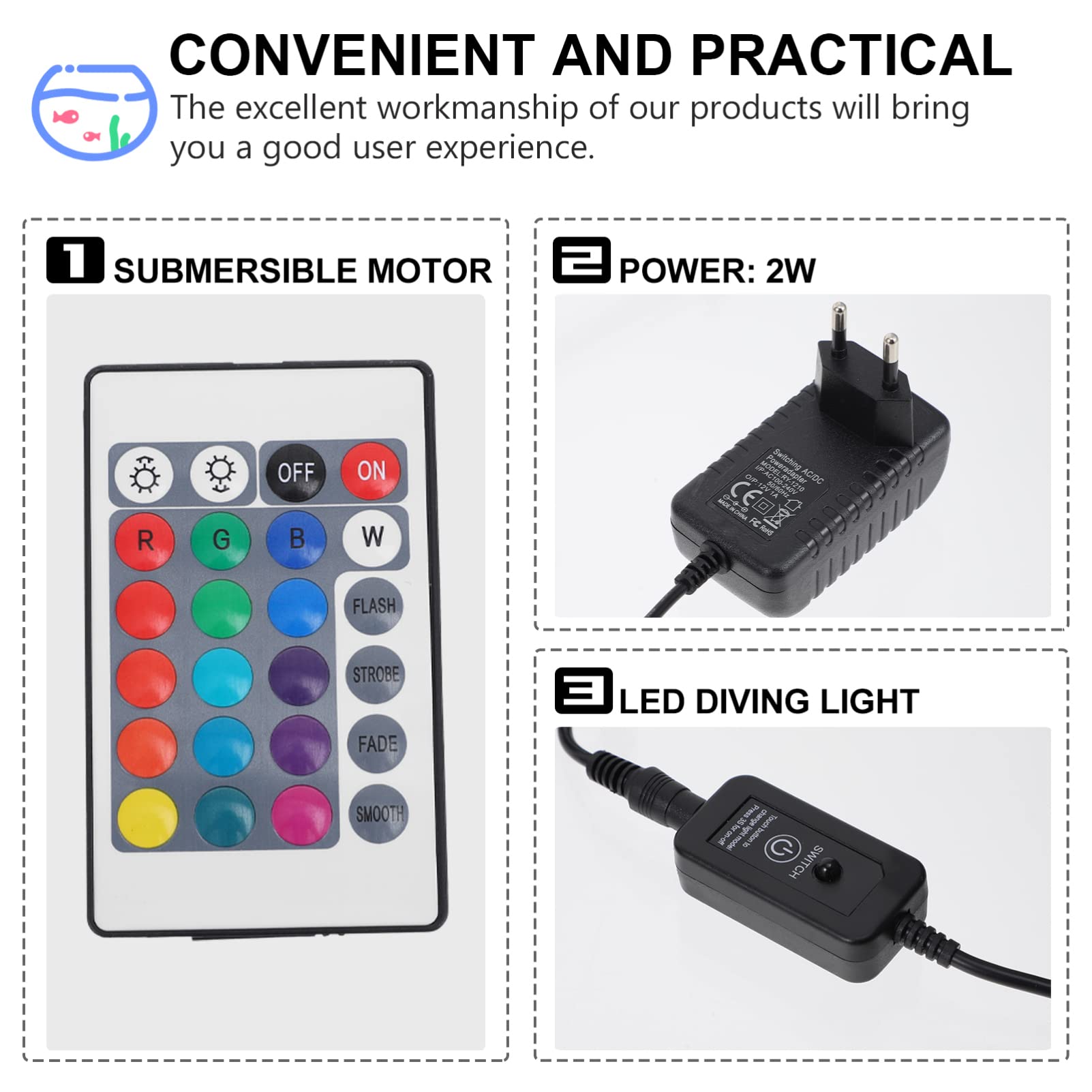 Toddmomy Luz Led Rgb Sumergible Para Decoración Paisajística Luz De Pecera Enchufe