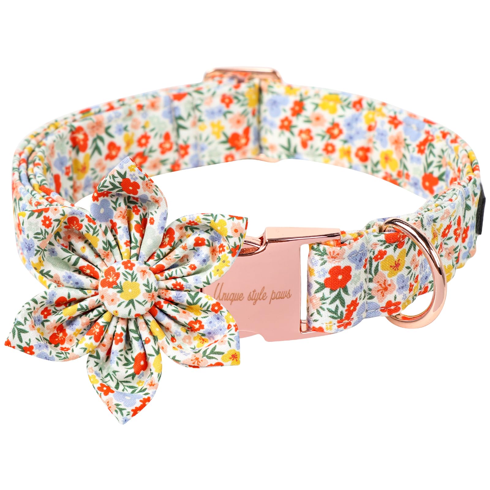 Unique Style Paws Summer Dog Collar with Floral Bow,Colorful Bow Tie Puppy Collar,Flower Pattern Dog Bow Collar for Small,Medium,Large Dogs&Cats