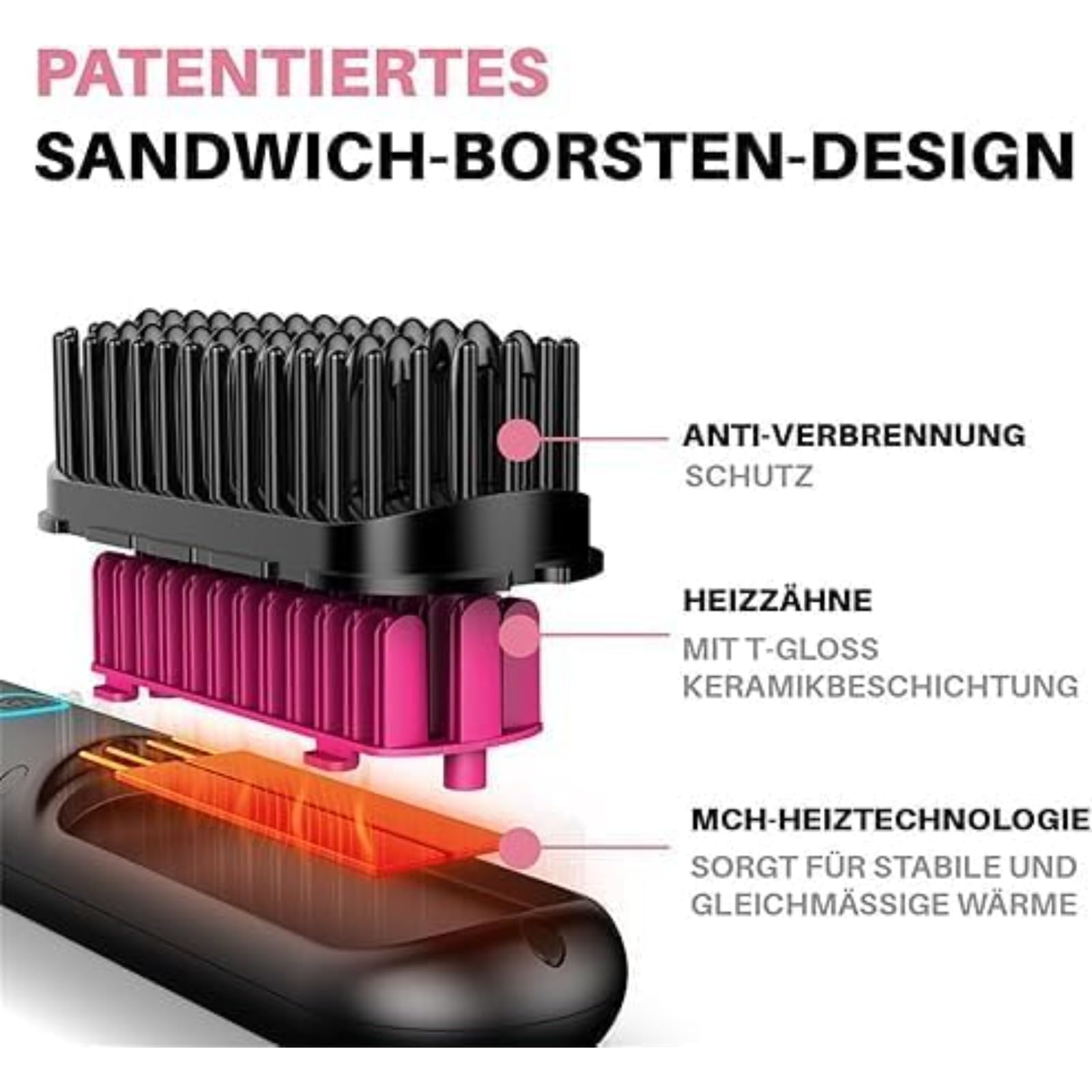 Monarch Stylingbürste für kurzes Haar – Präzisionshaarbürste für feines & dünnes Haar, ideal für Männer & Frauen – Ergonomischer Griff, antistatisch, für Volumen & Styling (Schwarz)
