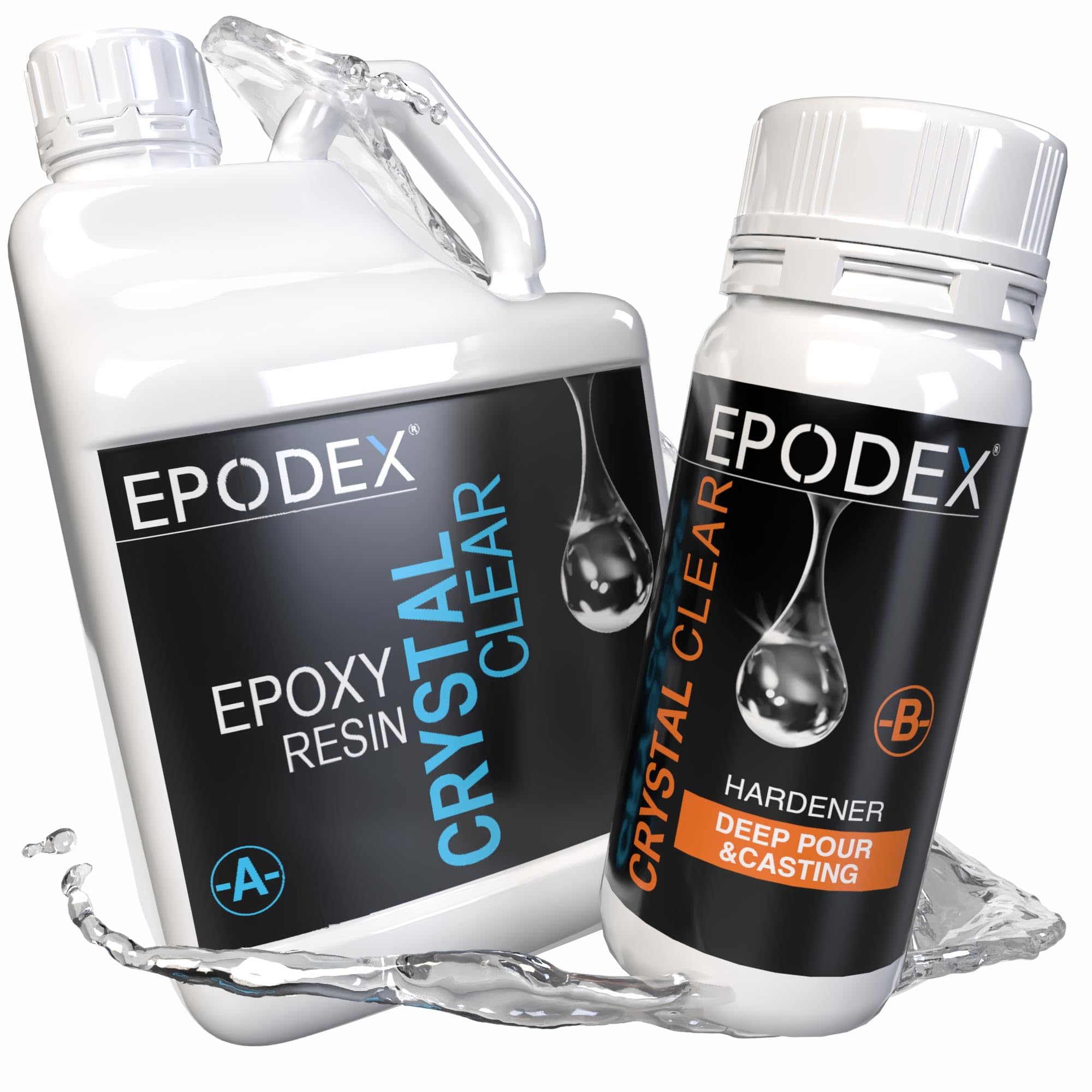 EPODEX Deep Pour Epoxy Resin Kit, Premium Crystal Clear Resin Epoxy for Casting, River Tables, Woodworking & Deep Casts, Easy-Use, UV-Stabilized,