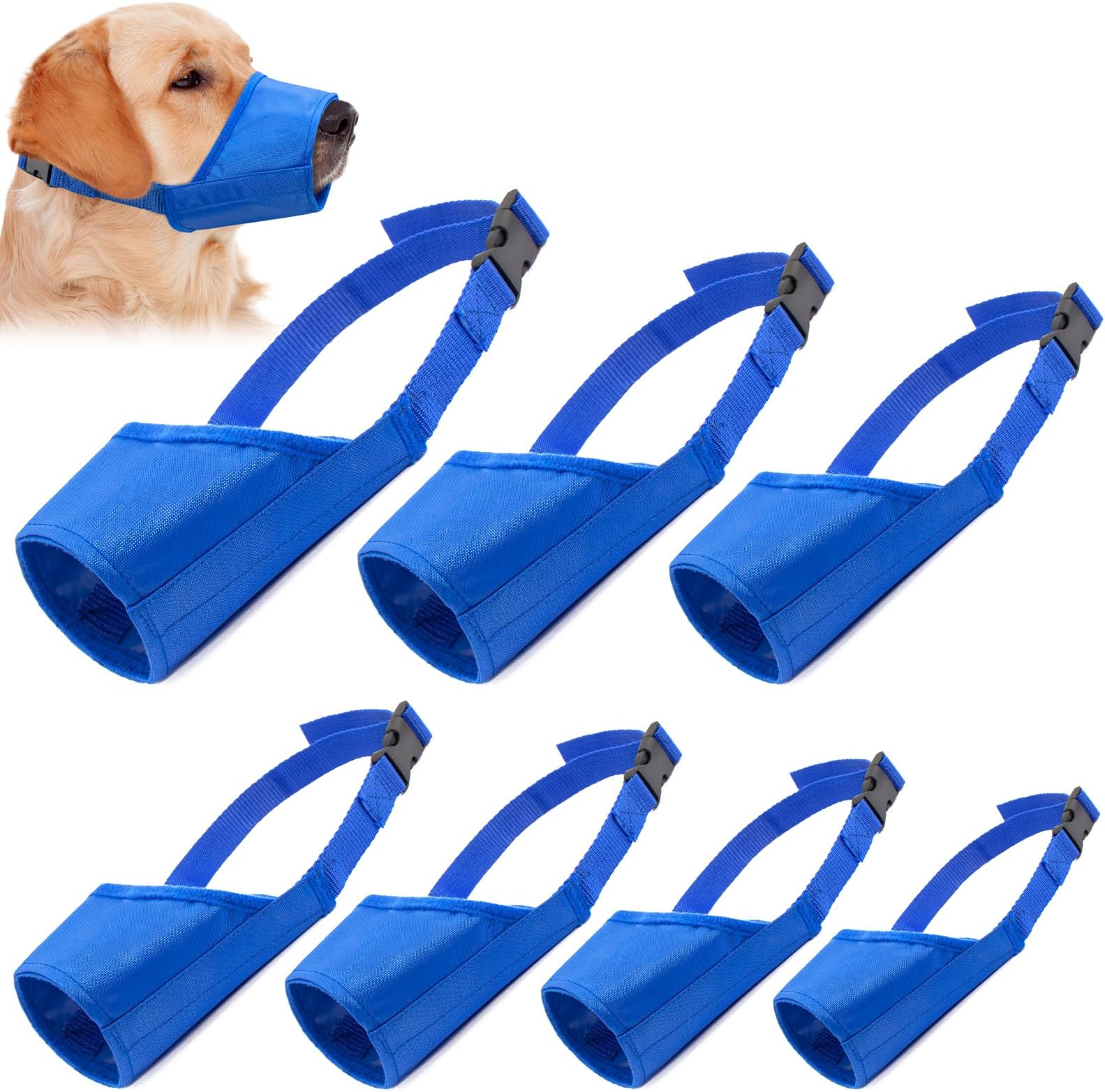 Coppthinktu Dog Muzzle Suit 7PCS Muzzles for Biting Barking Chewing, Adjustable Dog Mouth Cover for Small Medium Large Dogs, Soft Comfortable Dogs Muzzle for Long Snout