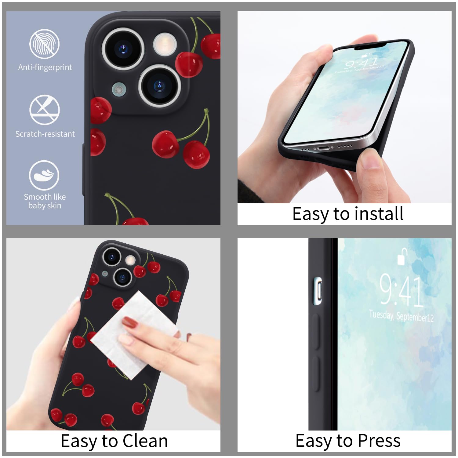 Amazon.com: Wihytec Cute Cherry Phone Case for iPhone 15 Red Fresh