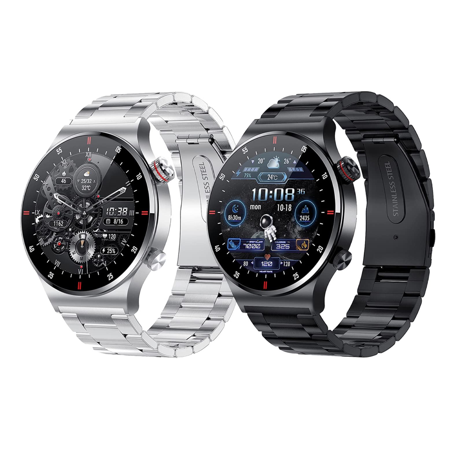 ohfruit HW20 Montre intelligente multifonctionnelle, étanche IP67, montre numérique de sport, 3,2 cm, écran tactile complet, affichage coloré, noir