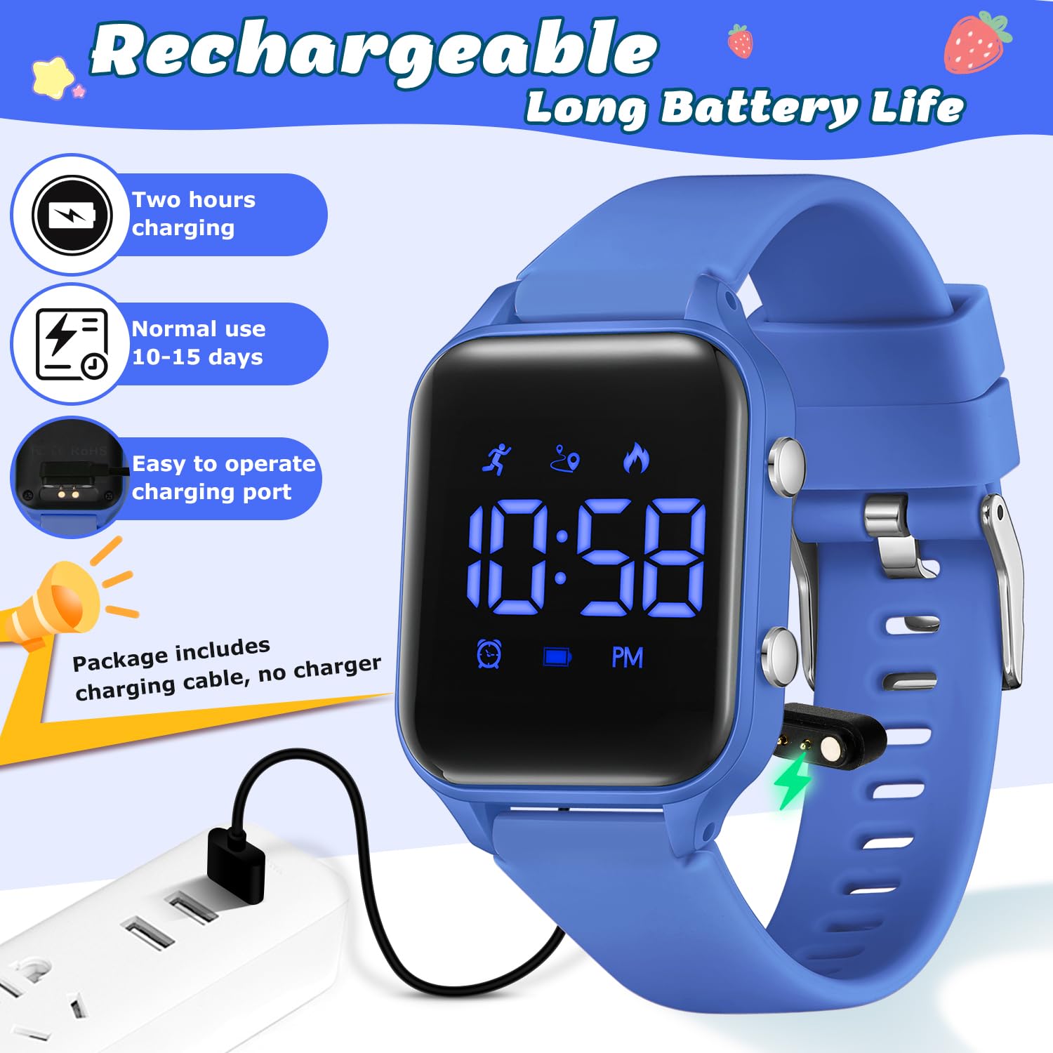 L LAVAREDO Relojes digitales para niños y niñas, reloj deportivo impermeable con podómetro, cronómetro, alarma de vibración para edades de 5 a 13 años, sin aplicación, reloj de seguimiento de fitness