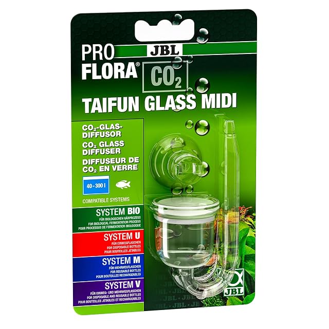 JBL PROFLORA CO2 Taifun Glass Midi Difusor de CO2 para acuarios de Agua Dulce de 40-300 litros, de Cristal