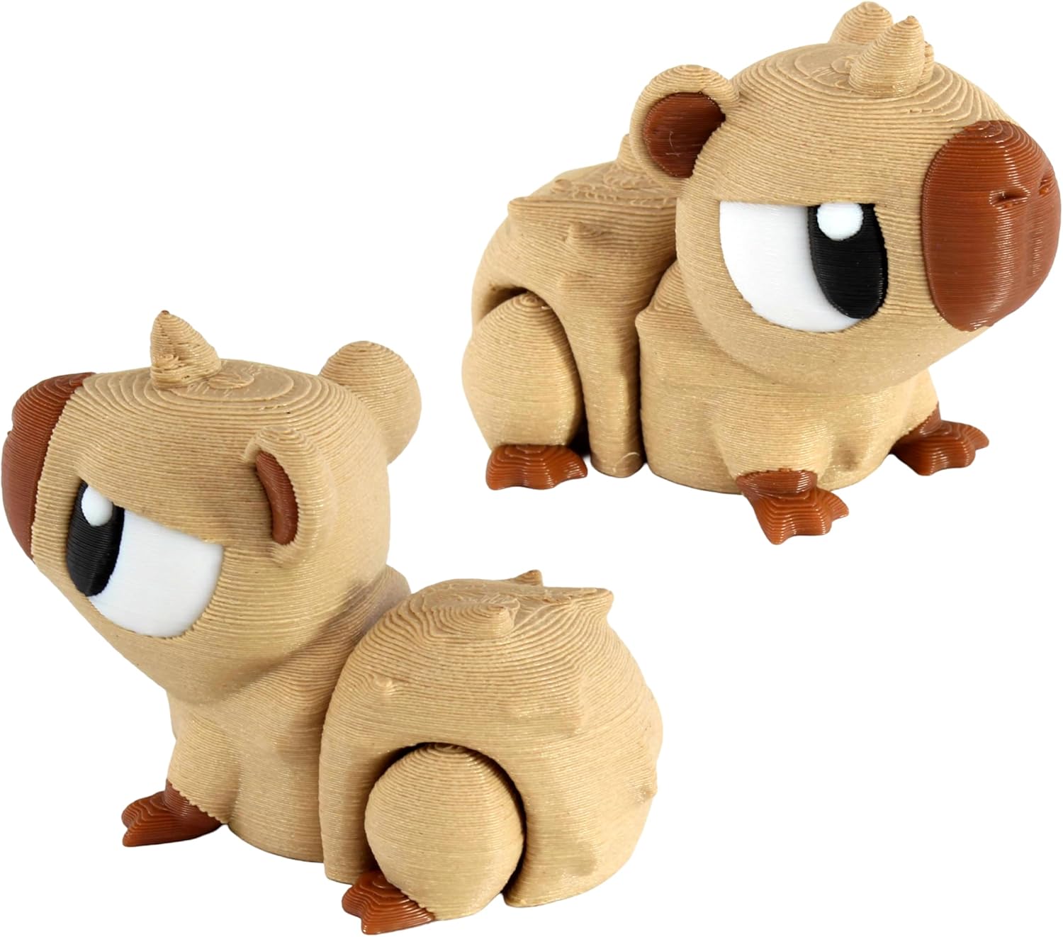PowerTRC 3D Printed Articulated Capybara Fidget Toy 3 Pack – Flexible Cute Animal Desk Decor, Adult Stress Relief Fidget Collectible – 3D Printed in USA