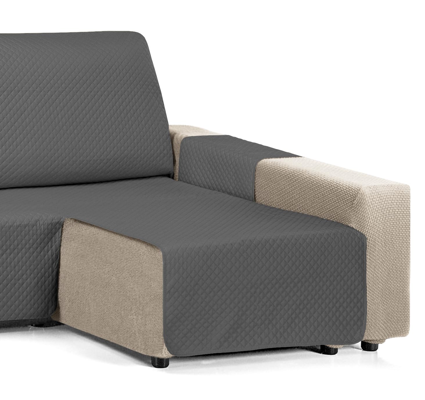 Martina Home Cubre Chaise Longue Acolchado Diamond, 280 cm, Antracita - Universal