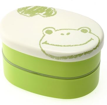 Kotobuki 2-Tiered Bento Box, Green Frog Sketch