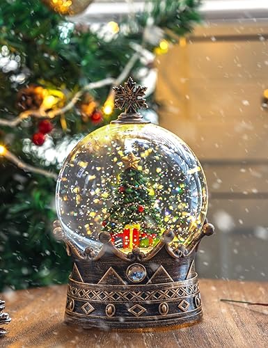 Miniatura 5 de Linterna de globo de nieve de Navidad de 7.5 pulgadas, caja de música con purpurina, USB y decoraciones alimentadas por batería (bolas de nieve de