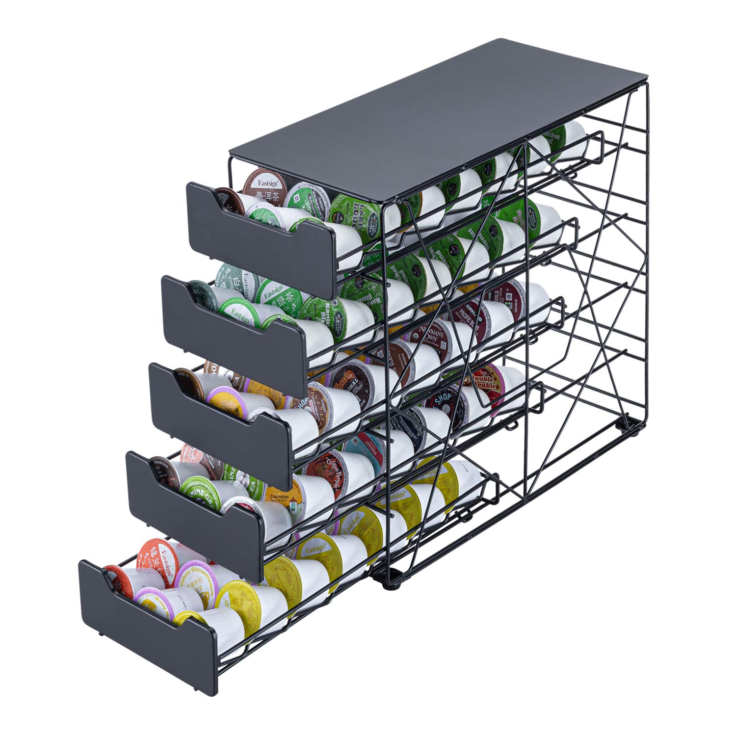 K CUP - Soporte para cápsulas de almacenamiento con gran capacidad, color negro (105 cápsulas - 5 niveles)