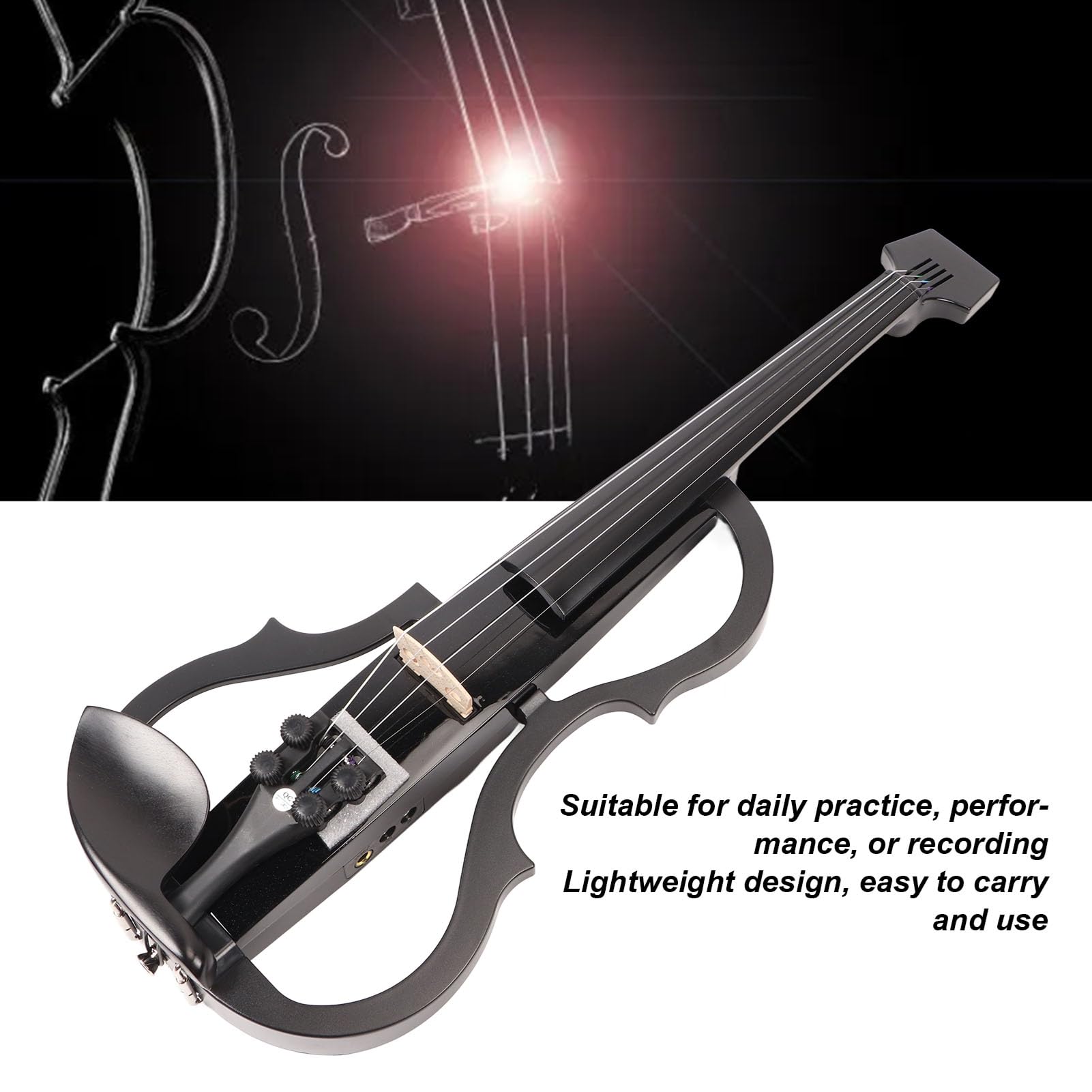 4/4 elettrico con pickup integrato in fibra di carbonio legno d'acero violino muto per adulti principianti artisti professionisti nero