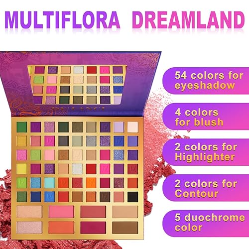 Miniatura 4 de DE'LANCI - Paleta de sombra de ojos arcoíris de 62 colores, paleta de maquillaje grande y colorida todo en uno para maquillaje de escenario, kit