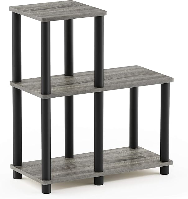 Furinno Turn-N-Tube 3-Tier Accent Decorative Shelf, French Oak/Black