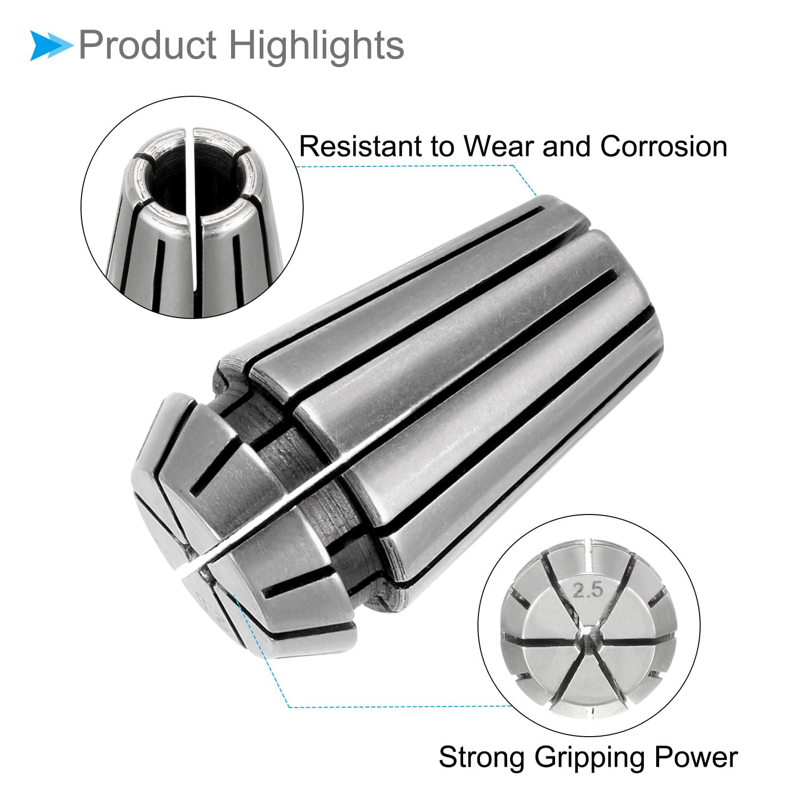 CoCud Spring Collet Chuck, ER-16 Spring Collet 2.5mm Clamping Diameter, 40Cr Steel Convenient Disassembly Chuck - Image 4