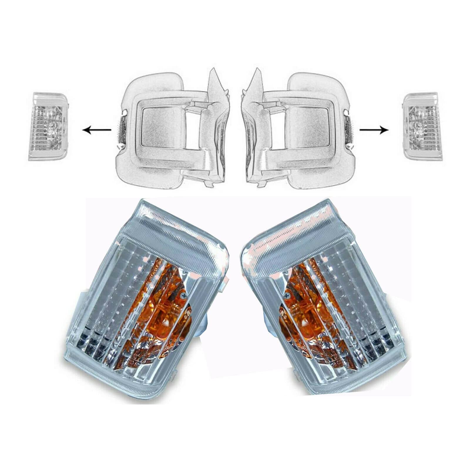 Right Side Door Wing Mirror Indicator Light Lens For Fiat Ducato – NONSTOP Clear Lens