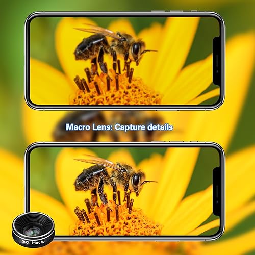 Miniatura 4 de Mocalaca Lente de cámara de teléfono con espejo de cámara de reflejo, lente macro, lente ojo de pezkit de lentes gran angular, accesorios de