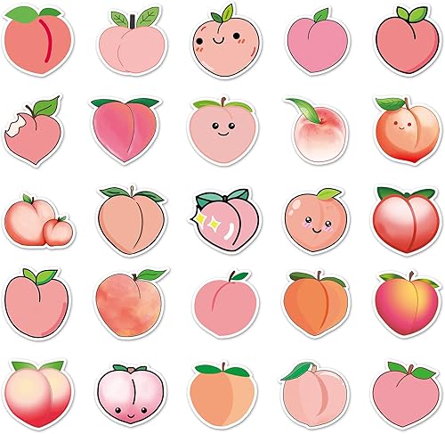 Miniatura 2 de 50 calcomanías de durazno  Calcomanías de vinilo de melocotón rosa miel impermeable recuerdos de fiesta para niños lindas calcomanías kawaii para