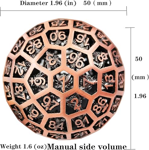 Miniatura 3 de Dados gigantes de metal hueco D100 de lados DND D&D d100-Sided Dice Faucet RPG Polyhedra MTG Pathfinder Game Digital Teaching Dice Accesorios Enviar