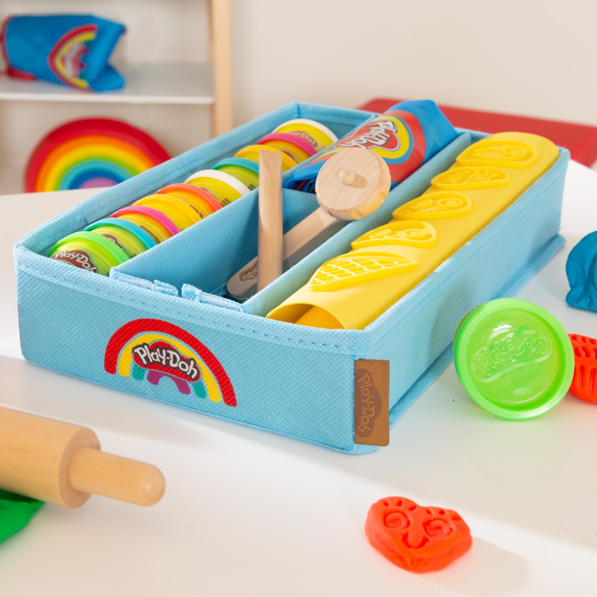 Roba x Play-Doh duży zestaw, pojemnik Canvas, mata 3D, 12 pojemników ciastoliny, narzędzia, fartuszek – kreatywny prezent dla dzieci 3+