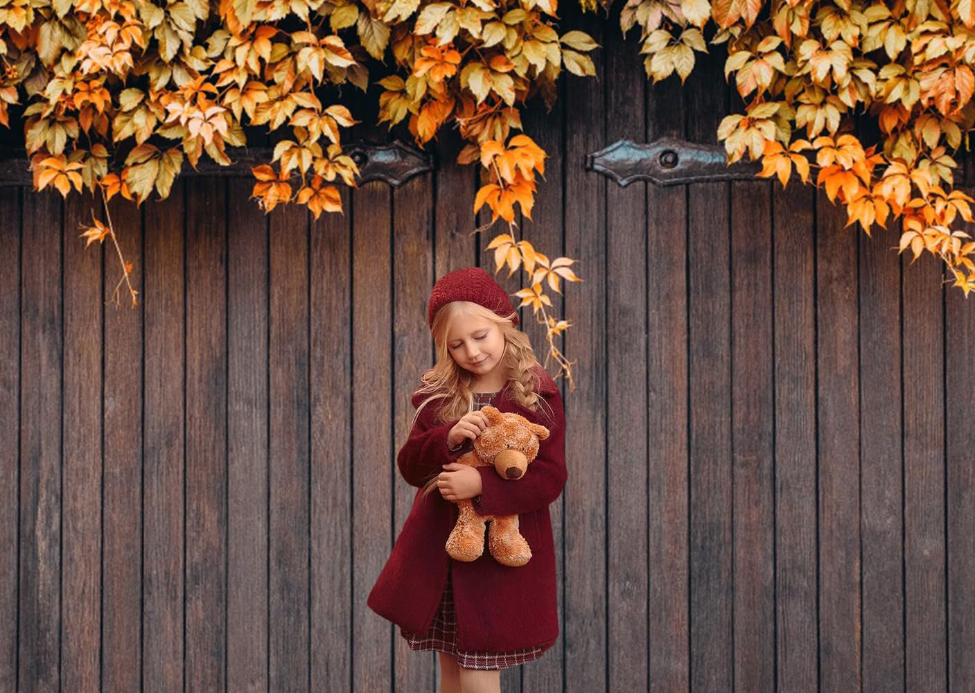 Drewniane tło fotograficzne 3,6x2,5 m, jesienne liście Retro drewniane tło fototapety, winylowe pudełko na zdjęcia tło do dekoracji imprez fotografia portret