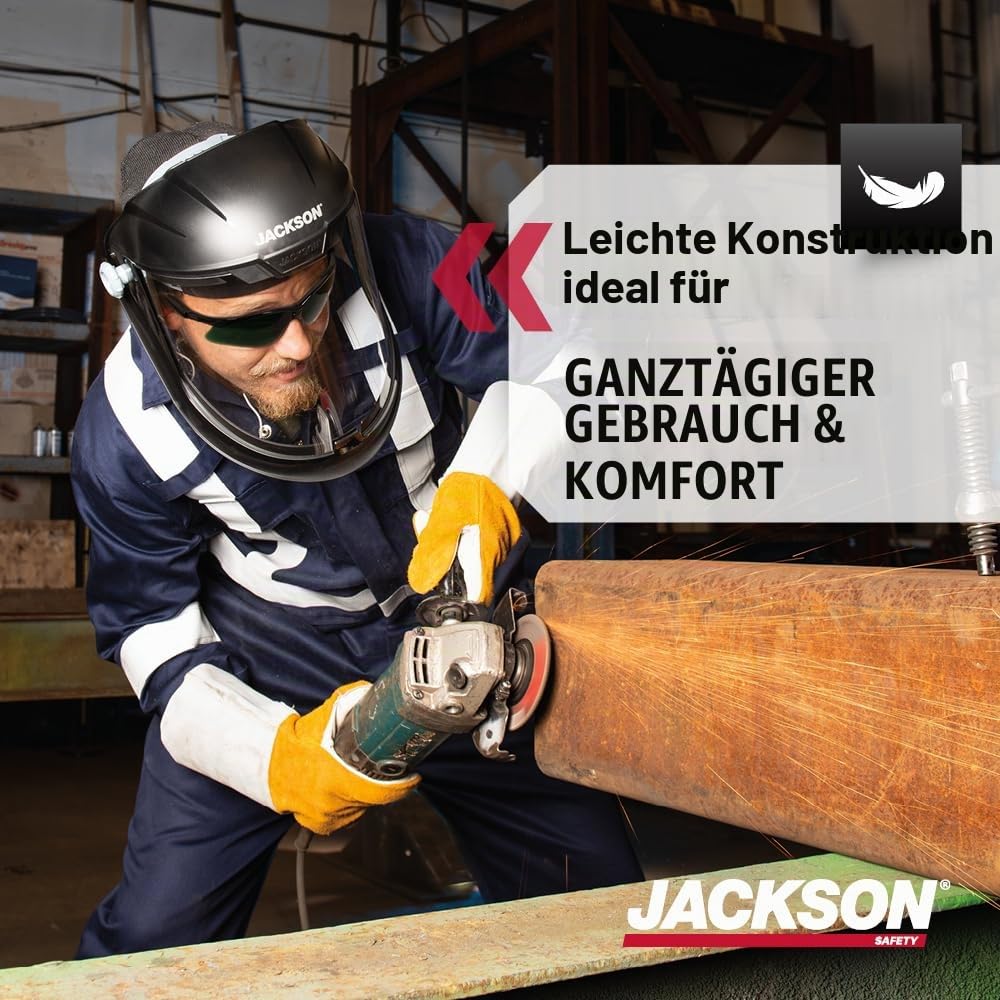 JACKSON SAFETY 14200 Maxview Premium Full Face Shield / Face Guard Clear Tönung, Visier Gesichtsschutz und Ratsche Kopfbedeckung