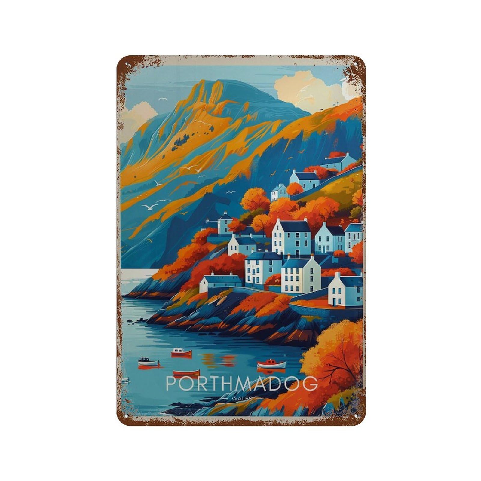 xiaoxiaoshen Porthmadog Wales Travel Snowdonia Wall Decor Art Metal Tin Poster Modern Home Decor Art Home Bar Shop Decorations Vintage Sign 30x20cm