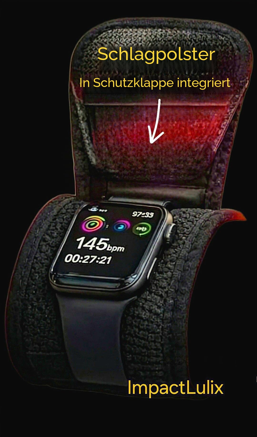 Displayschutzfolie für Smartwatches, Sportarmband fürs Fitnessstudio, robuste und dennoch weiche Hülle, schwarz (Klein, S-M), Handgelenkumfang 13,33 bis 16 Zentimeter