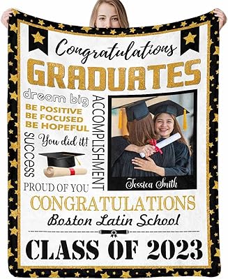 D-Story Personalized Name Picture Blanket Graduation, Graduation Gifts for Her Him Kids Sisters Friends Besties Daughter Son Grandson Granddaughter from Mom Dad Grandma Grandpa