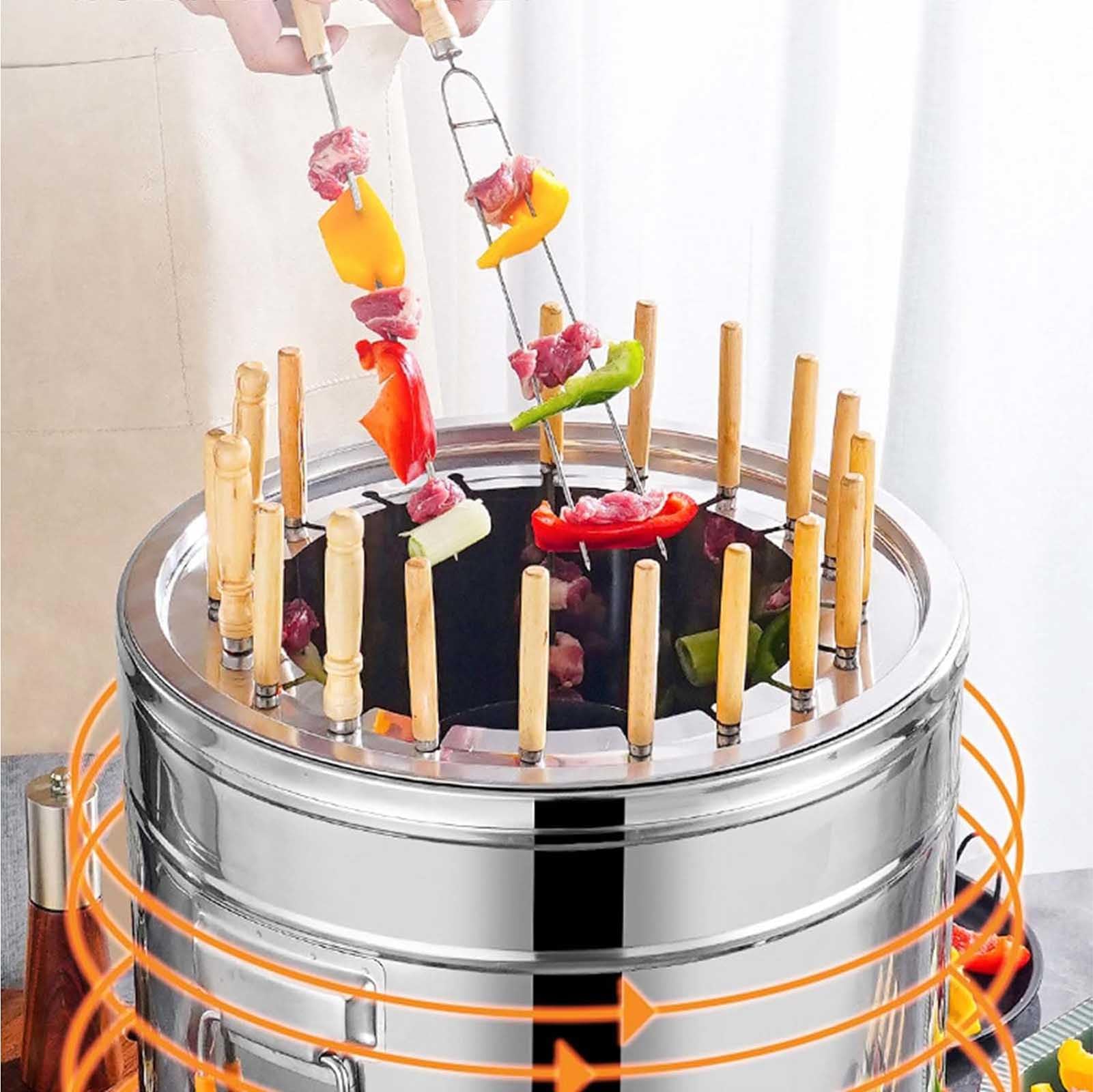 Barbecue a carbonella con 30 spiedini, design da appendere, grande capacità, in acciaio inox, per barbecue e brasatura