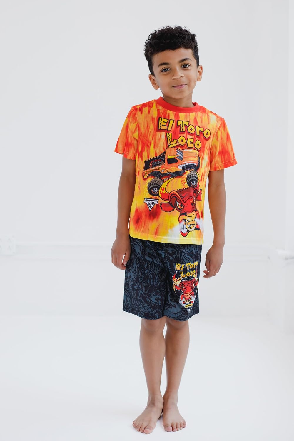 Monster Jam Pullover Pajama Shirt and Shorts Sleep Set Toddler to Little Kid Grave Digger El Toro Loco Megalodon