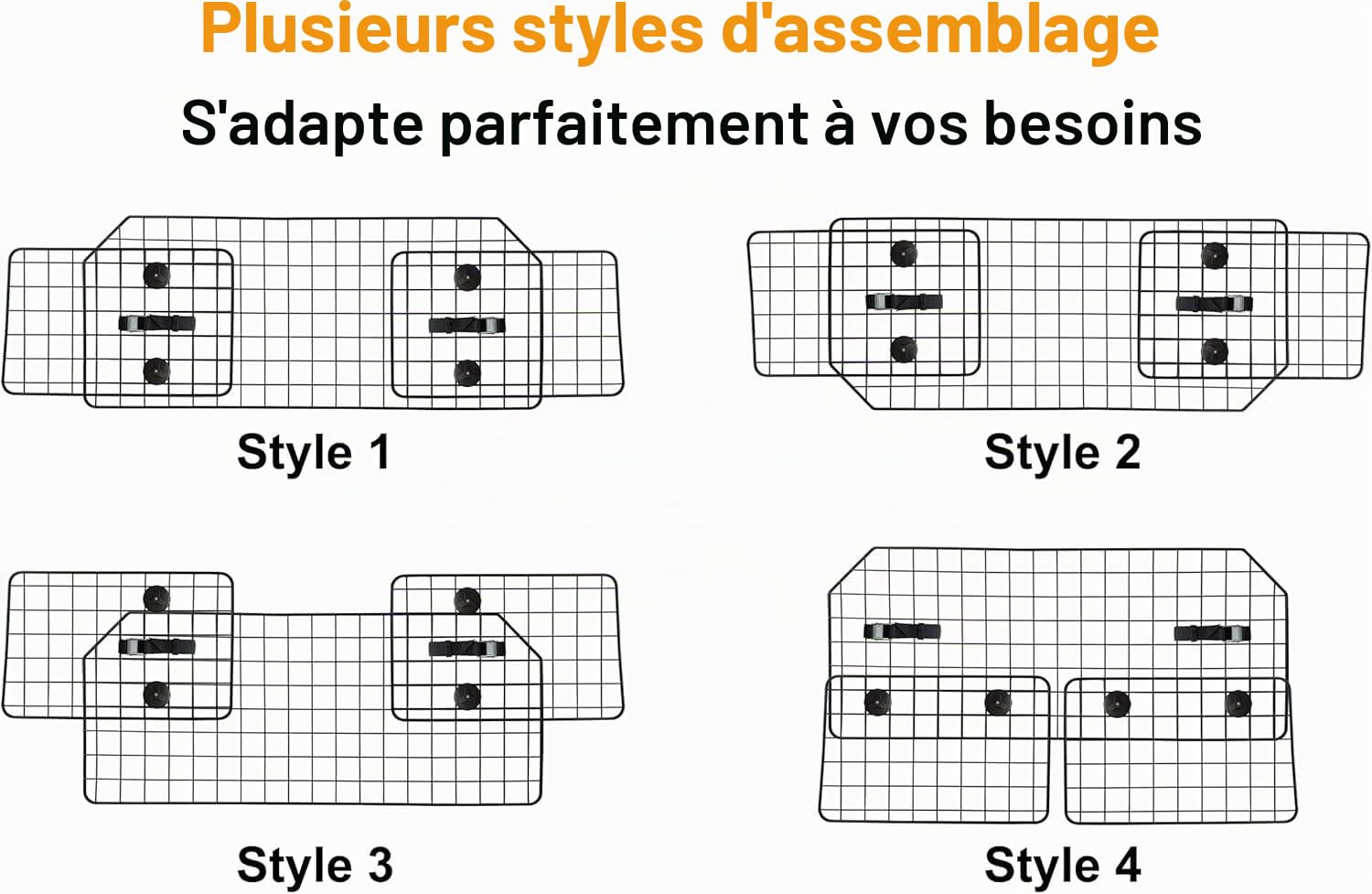 Barrière de voiture universelle pour animaux de compagnie de 96,5 à 167,5 cm pour SUV et camionnette