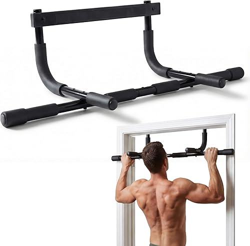 Vista 10 de DMoose Fitness Barra de dominadas para puerta – Capacidad de hasta 250 libras, sin atornillar ni deslizarse, dominada colgante y barra de barbilla
