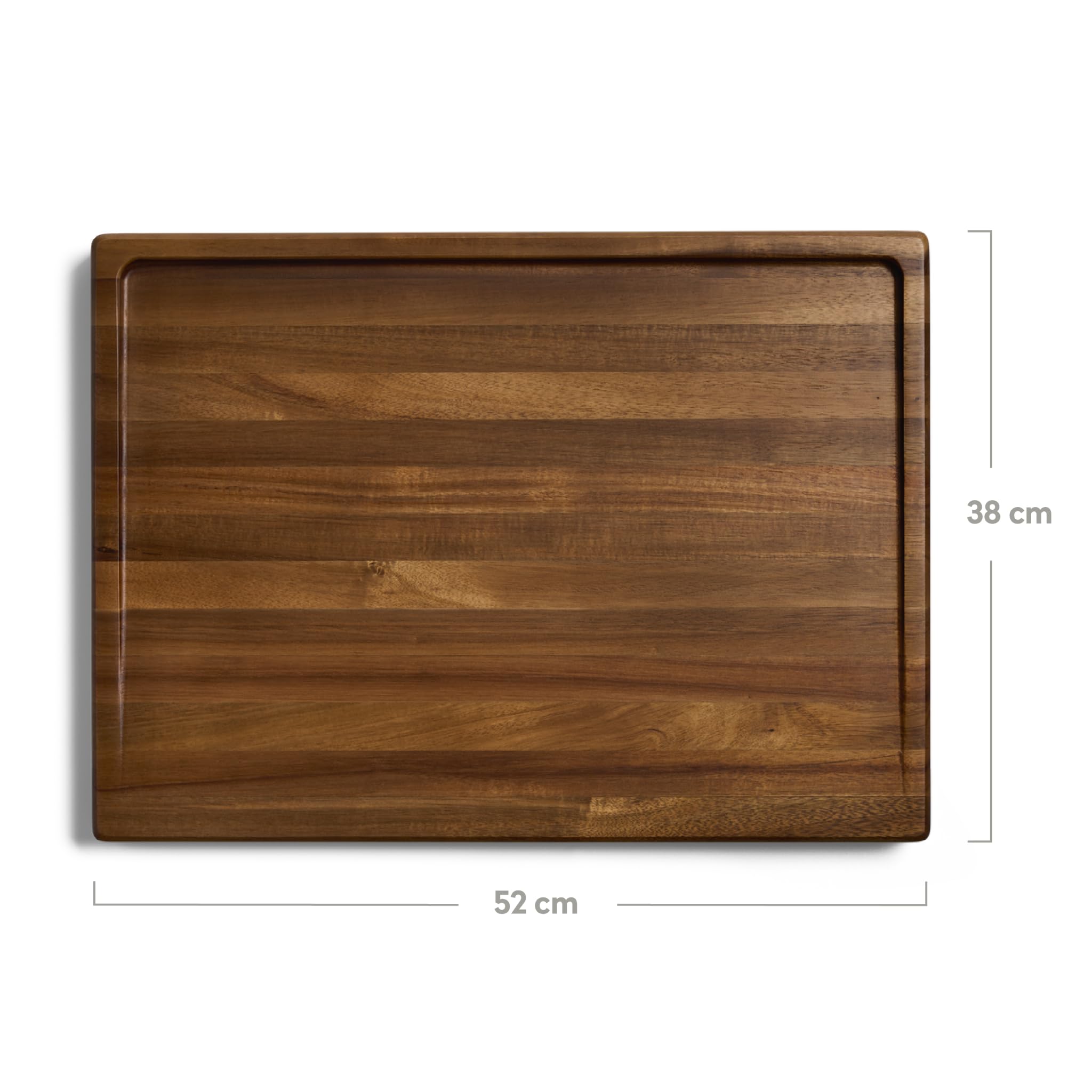 BURNHARD® Schneidebrett aus Akazienholz | extra großes XXL Küchenbrett (52 x 38 cm) mit Saftrille, Griffmulden & rutschfestem Stand