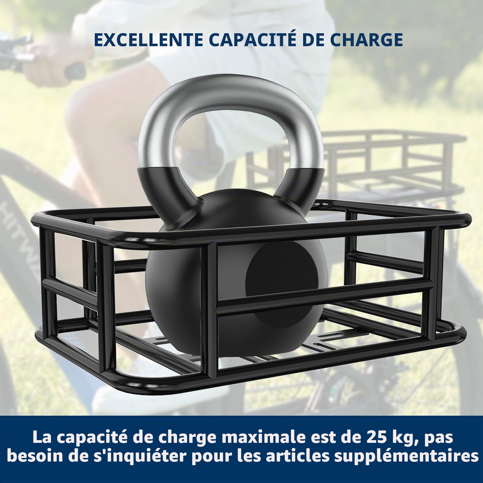 HITWAY Panier de Vélo Arrière et Avant,Panier Vélo, Résistant à l'eau, Montage Fecile, Bike Basket, Métal Noir