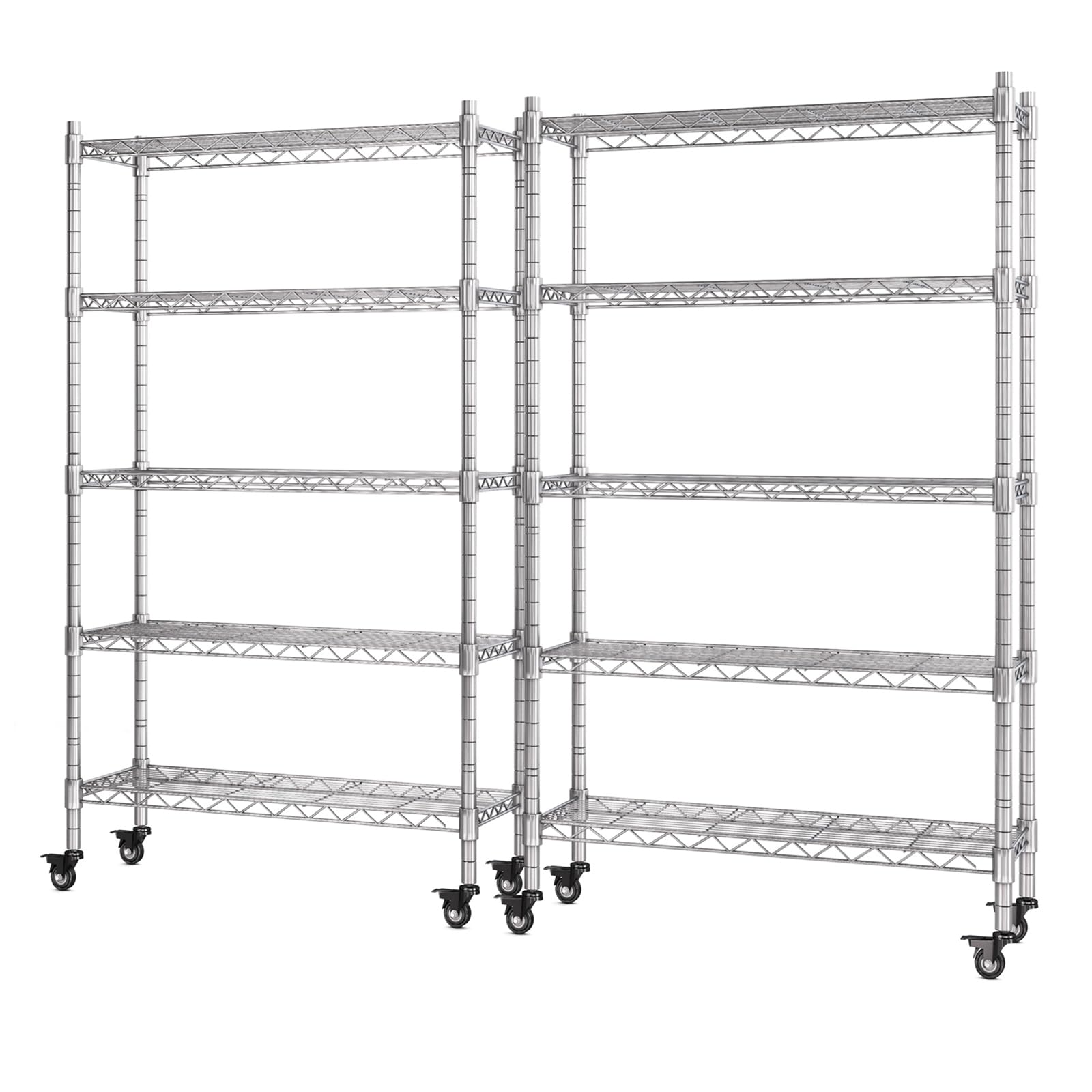 Scaffalatura a 5 strati con ruote, confezione da 2, 84 cm, portata 700 kg