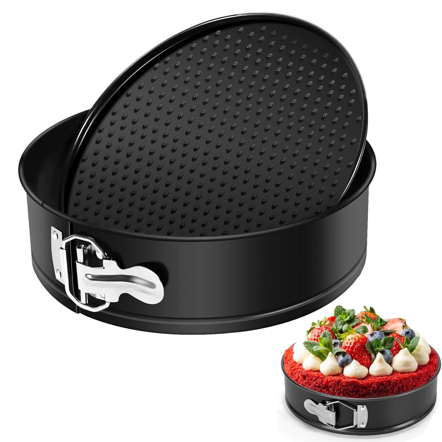 DDSHUN Cake Tin for Baking, Springform Baking Tin for Cheesecake, Non-Stick Deep Round Cake Pans, Loose Base Bakeware, Unique Design-Oven Safe, Home and Kitchen (20cm/8inch)