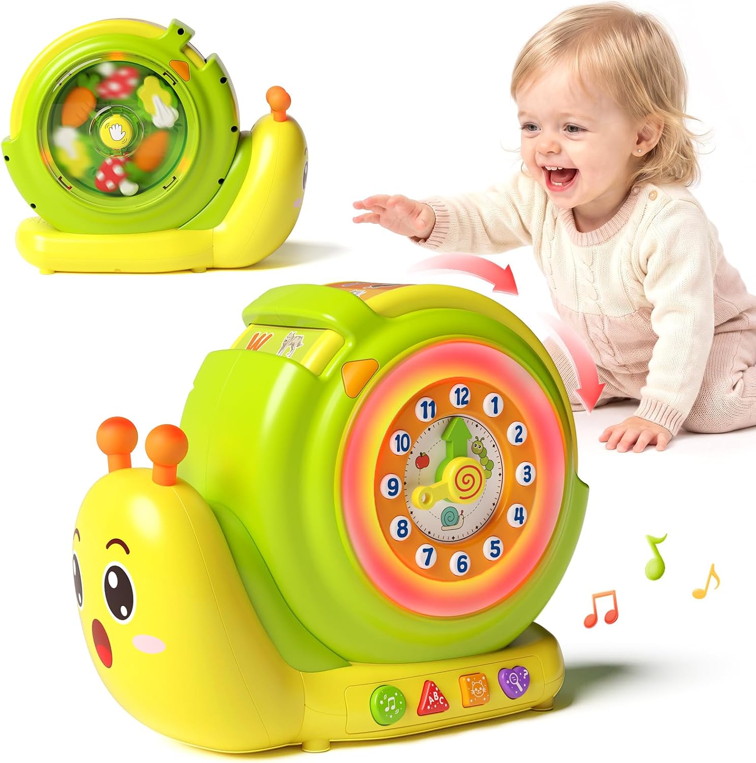 Toddler Learning Toy for 1-3 Year Old Boy Girl,Spin & Sing Alphabet Zoo with Lights & Sounds,See and Say ABC Animal Educational Toys,Sensory Snail Musical Numbers Toy for 12M+ Christmas Birthday Gifts