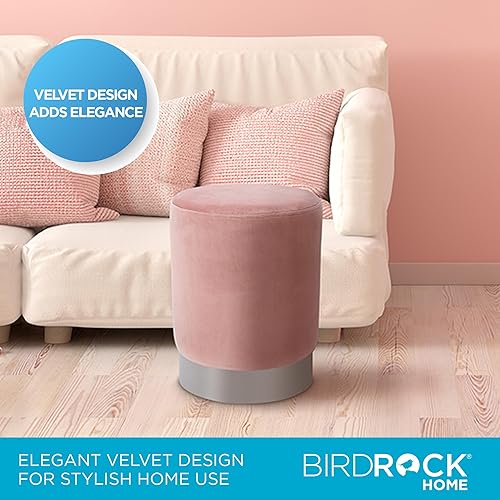 Miniatura 41 de BIRDROCK HOME Taburete otomano redondo – Diseño moderno de taburete acolchado suave – Ideal para sala de estar, dormitorio, reposapiés compacto,