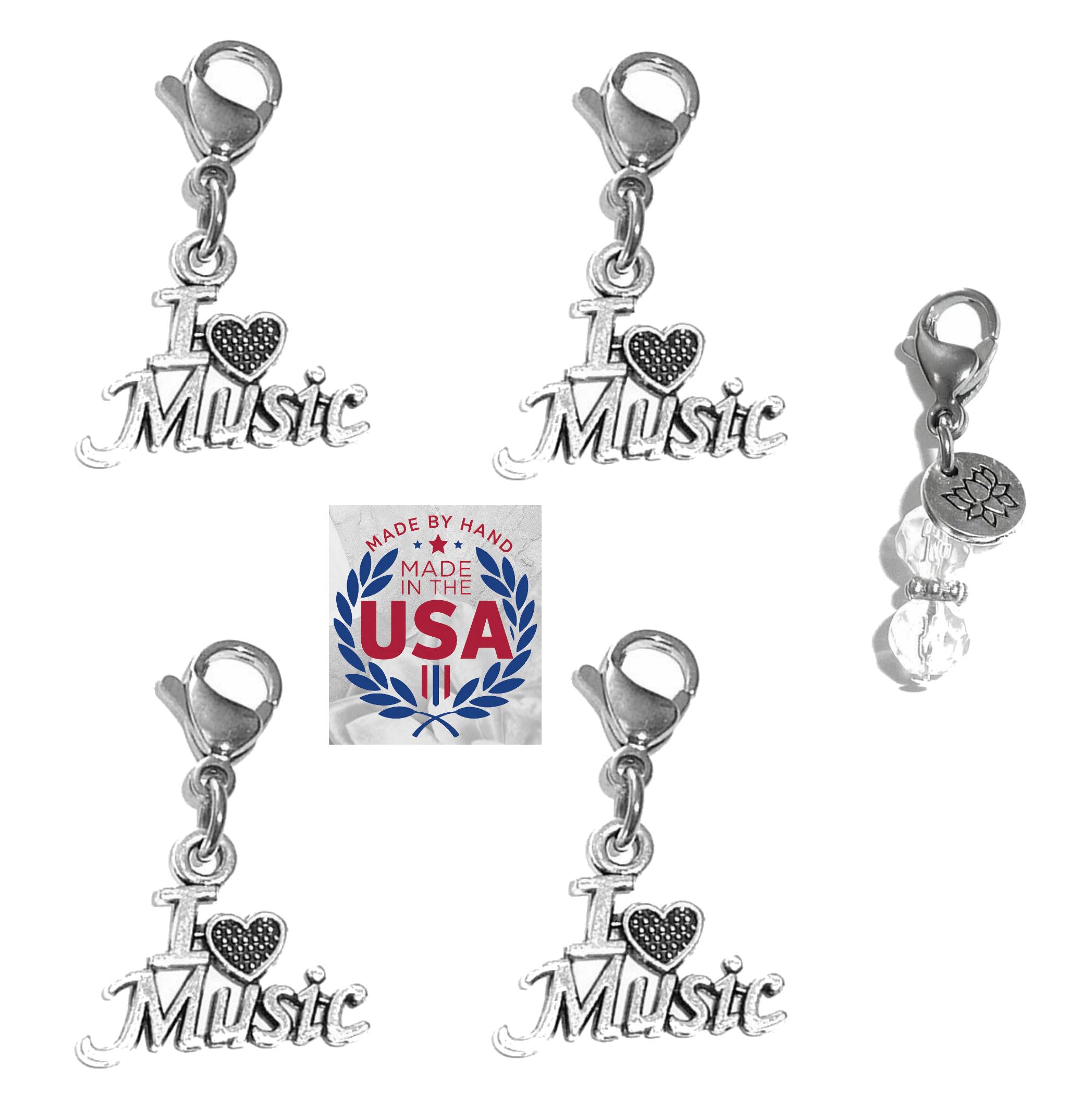 Hidden Hollow Beads 4 Clip On Charms for Purse, Handbag, Keychain, Zipper Pull, Backpack, Jewelry Accessory, USA