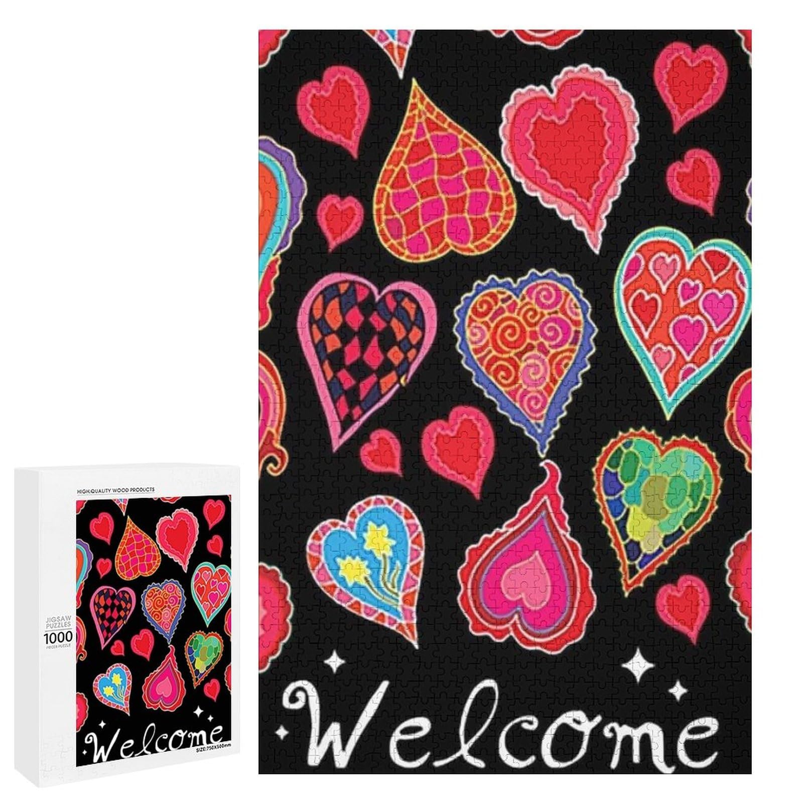 Jigsaw Puzzles 1000 Pieces for Adults Rose Flower Valentine Day Family Game Play Jigsaw Unique Shaped Wooden Jigsaw Puzzles for Adults and Kids
