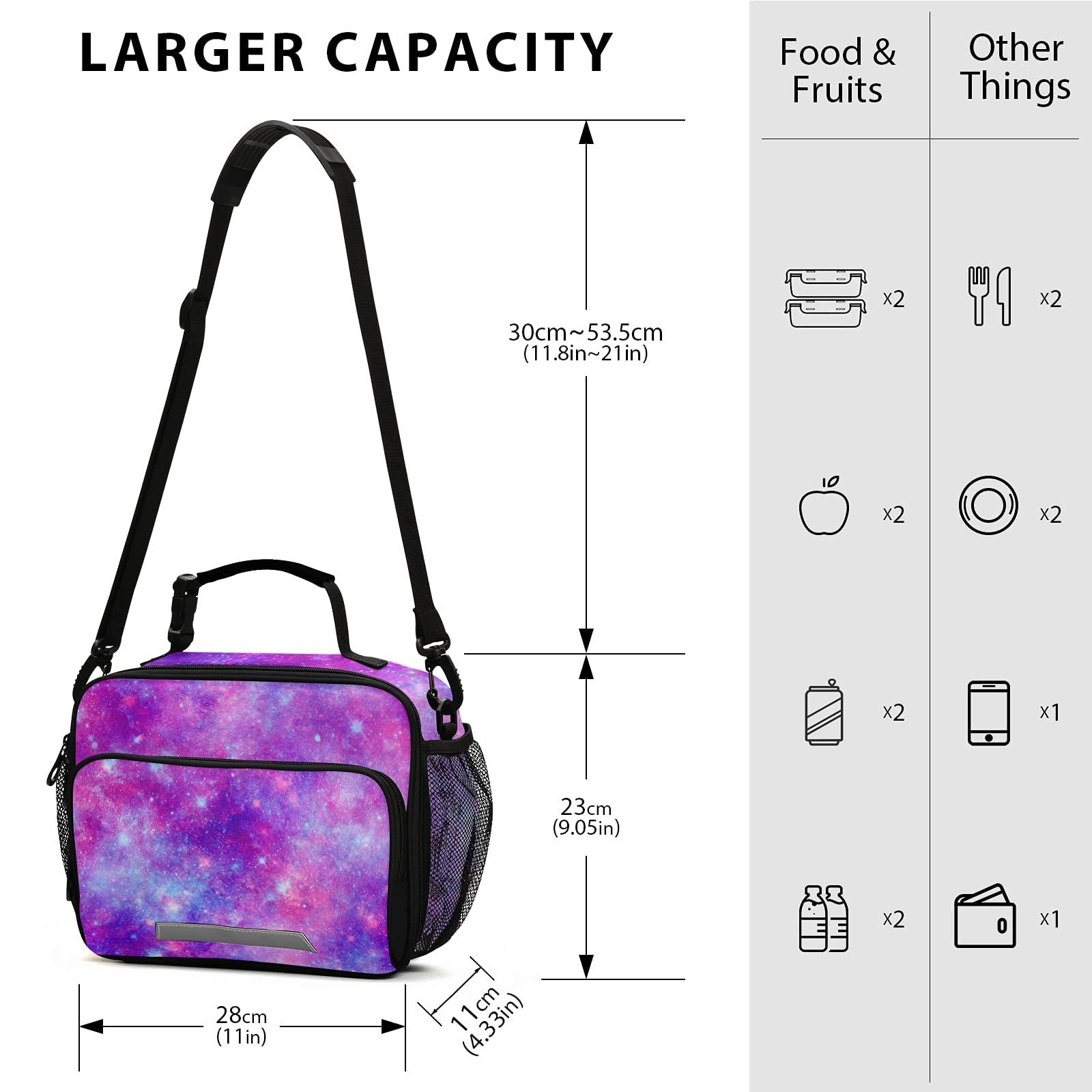 Isolierte Lunchtasche Für Mädchen – Niedlich, Wasserdicht, Mit Schultergurt, 25,4 X 16,5 X 22,6 Cm