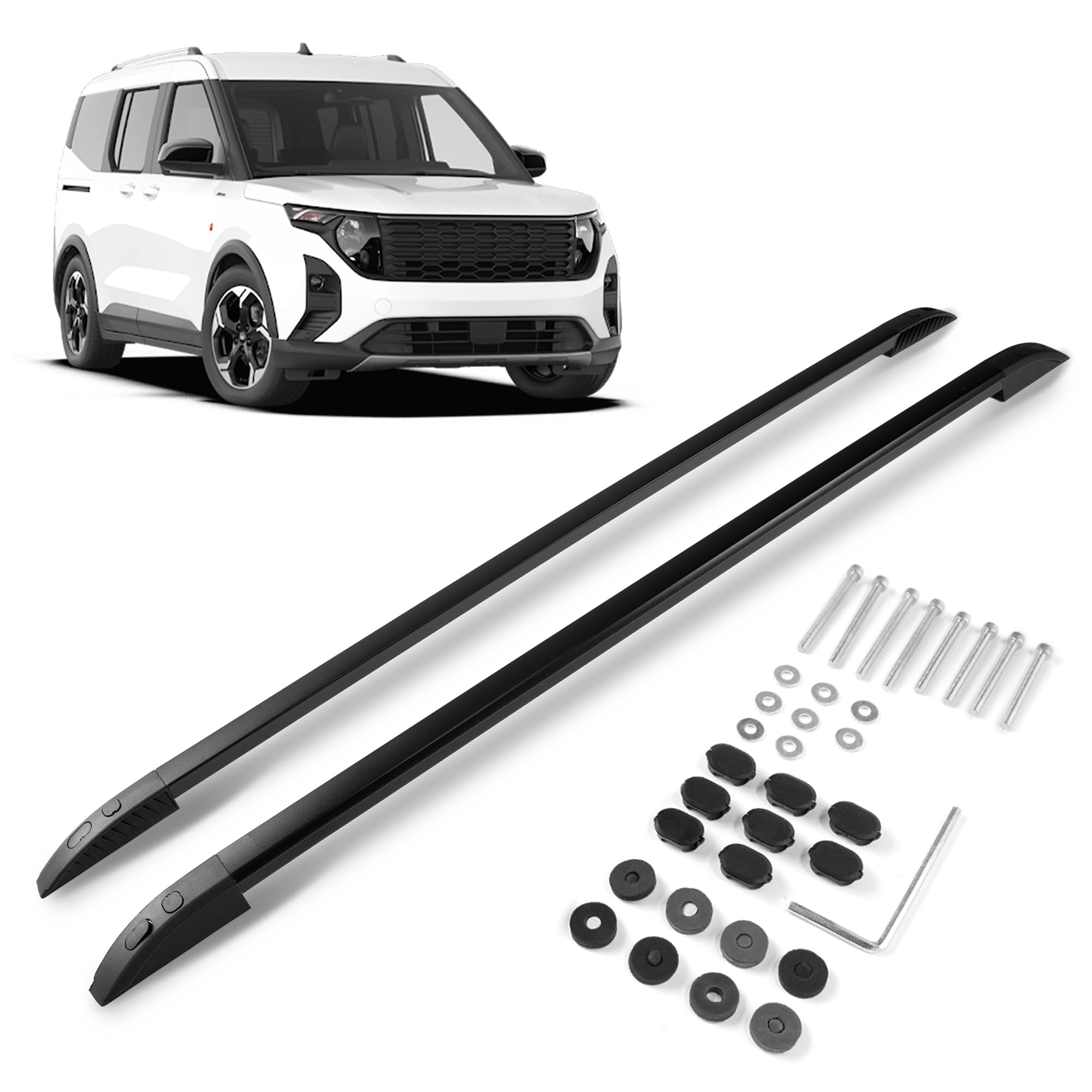 CHROMEMASTER | Barre da Tetto, Rail Tetto Compatibile con Ford Tourneo Courier 2023+; Sono Utilizzate per il Montaggio di Portapacchi, Box da Tetto o Portabiciclette | Costruzione in Alluminio